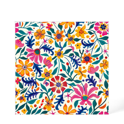 Mexican Floral Fiesta Pattern 003 - 6" x 6" Acrylic Block