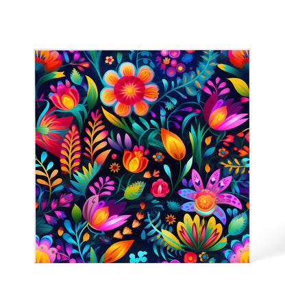 Mexican Floral Fiesta Pattern 056 - 6" x 6" Acrylic Block