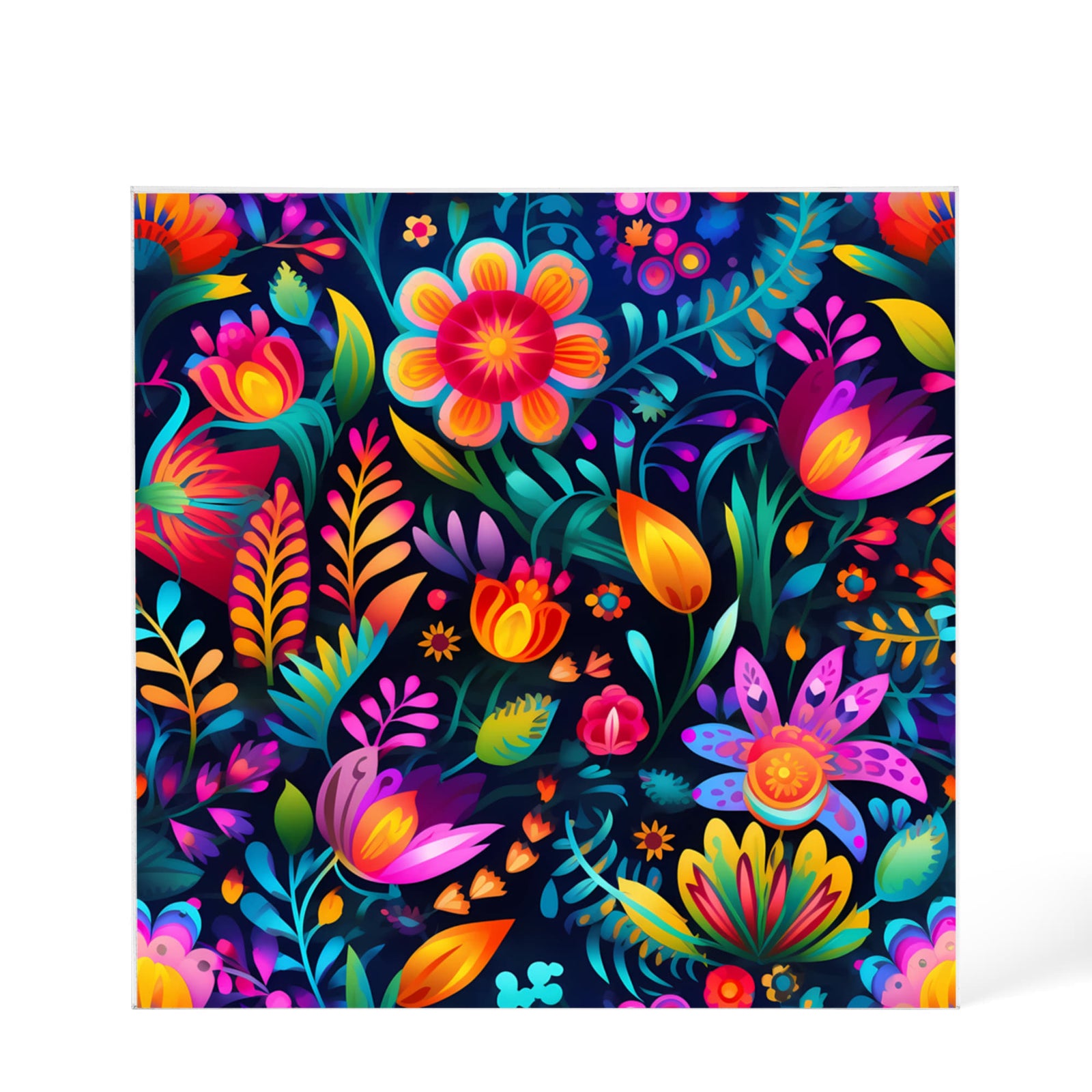 Mexican Floral Fiesta Pattern 056 - 6" x 6" Acrylic Block