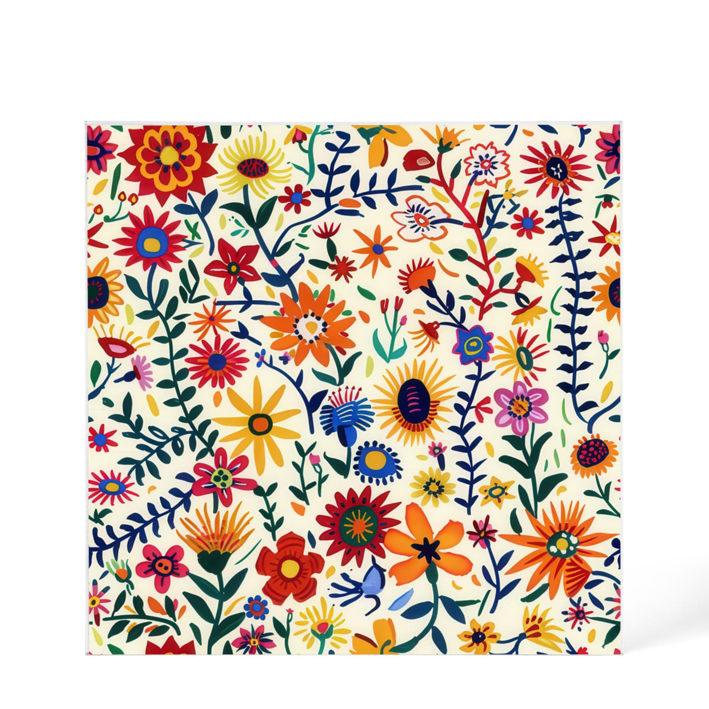 Mexican Floral Fiesta Pattern 011 - 6" x 6" Acrylic Block