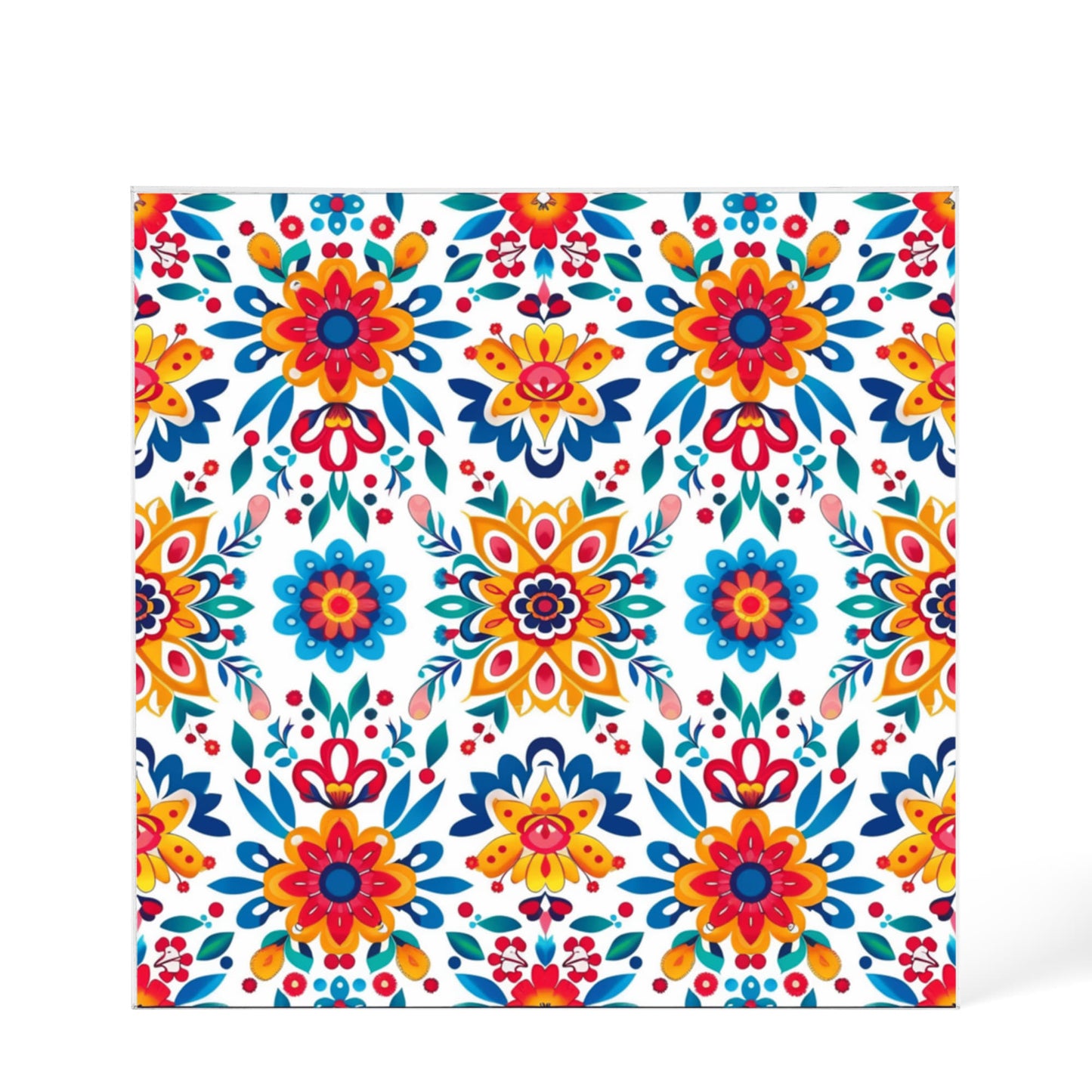 Mexican Floral Fiesta Pattern 070 - 6" x 6" Acrylic Block