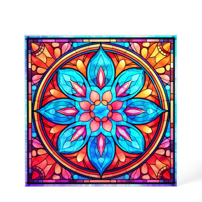 Mandala Stained Glass Style Design 002 - 6" x 6" Acrylic Block
