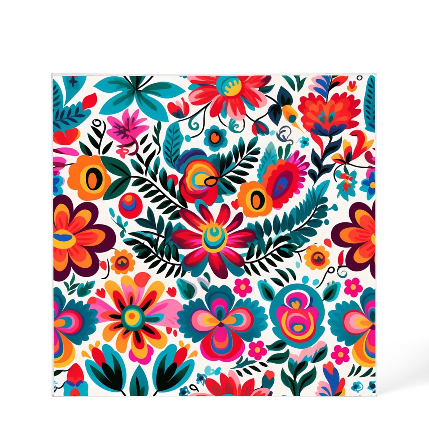 Mexican Floral Fiesta Pattern 051 - 6" x 6" Acrylic Block