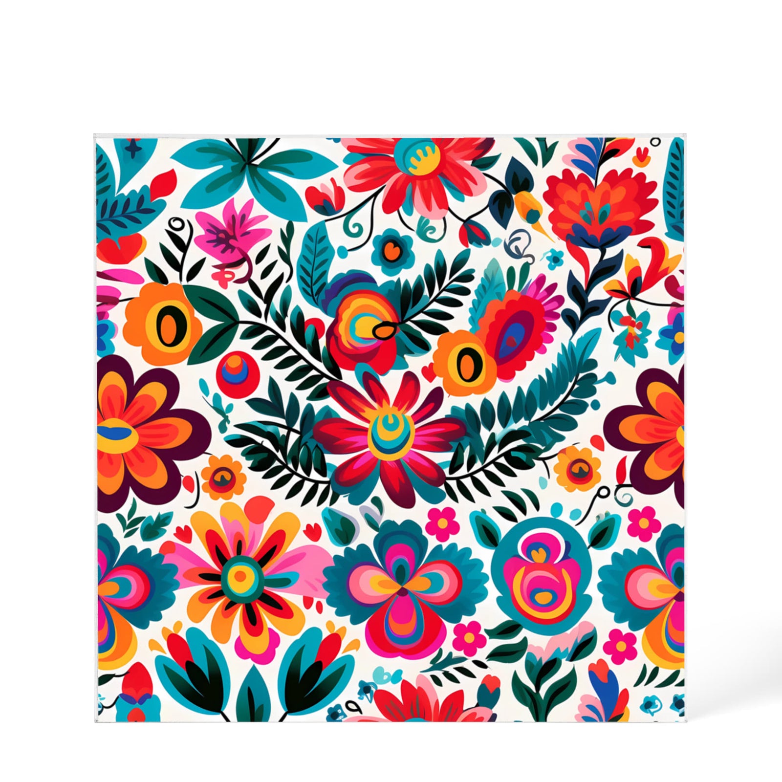 Mexican Floral Fiesta Pattern 051 - 6" x 6" Acrylic Block