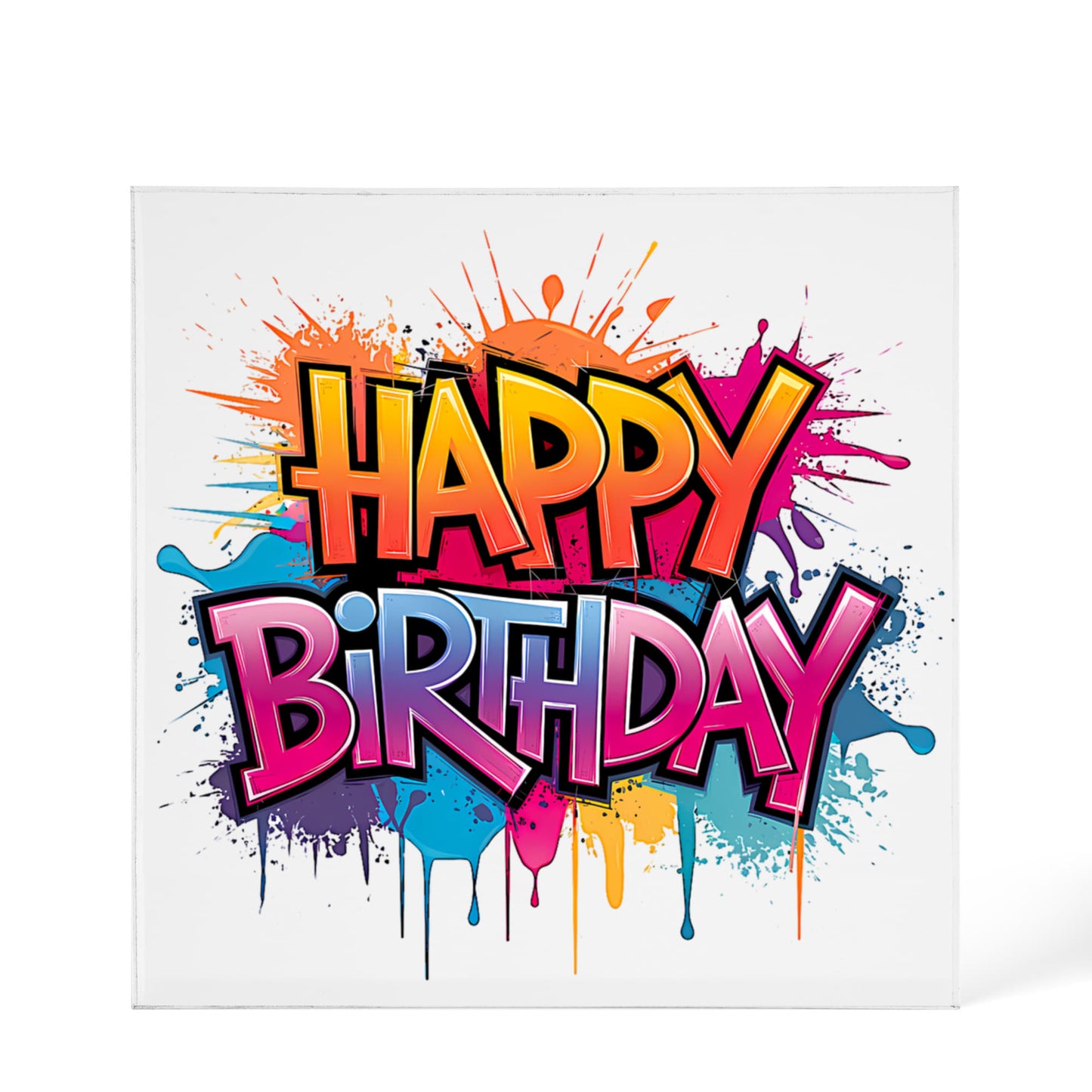 Happy Birthday 020 - 6" x 6" Acrylic Block