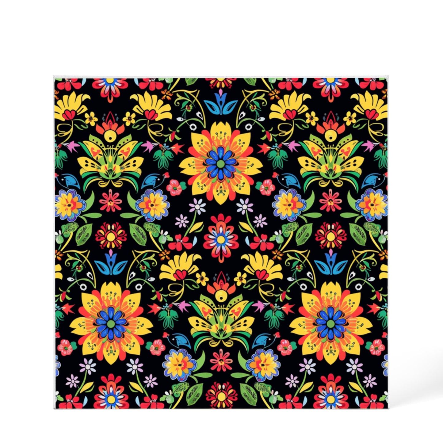 Mexican Floral Fiesta Pattern 066 - 6" x 6" Acrylic Block
