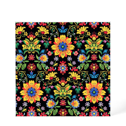 Mexican Floral Fiesta Pattern 066 - 6" x 6" Acrylic Block