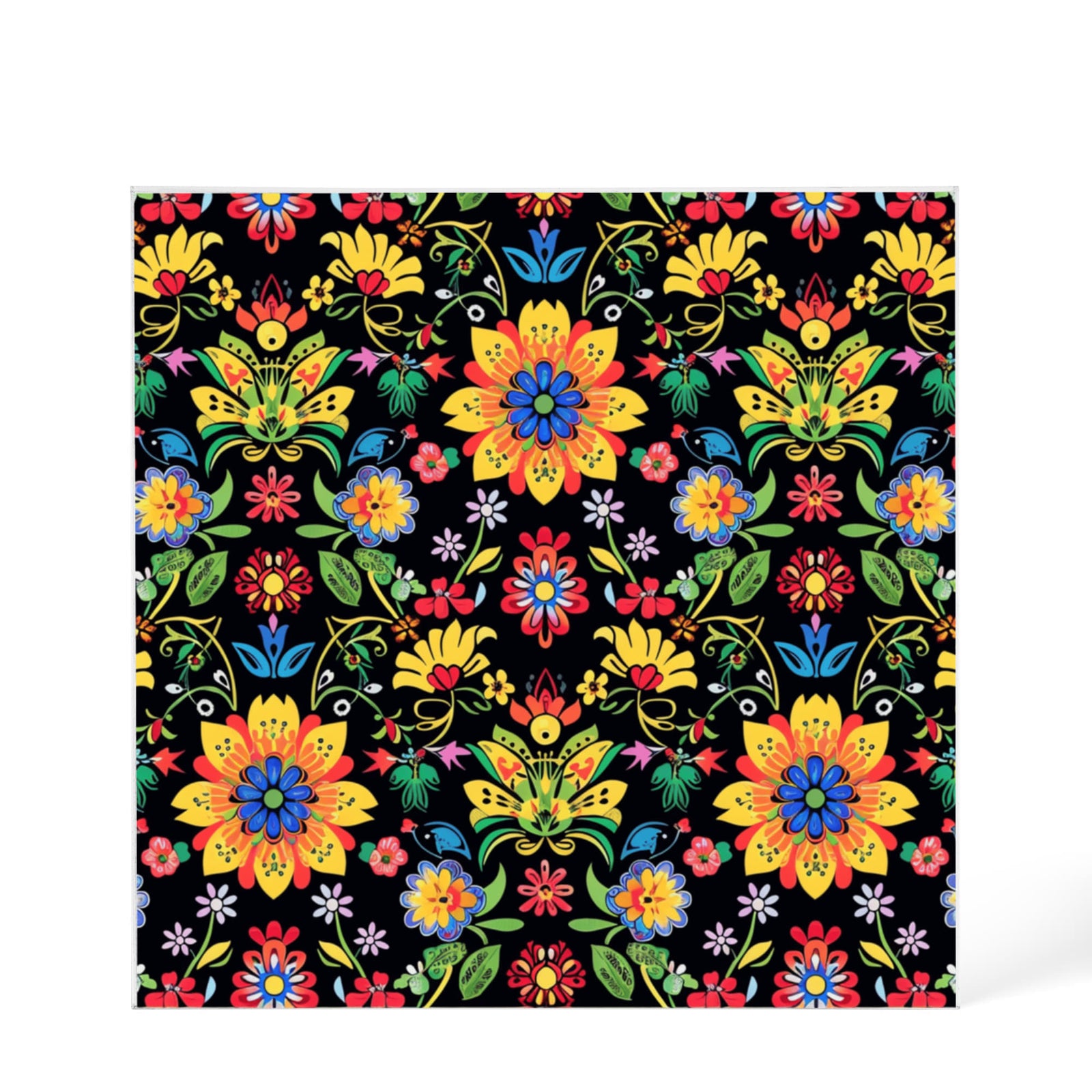 Mexican Floral Fiesta Pattern 066 - 6" x 6" Acrylic Block