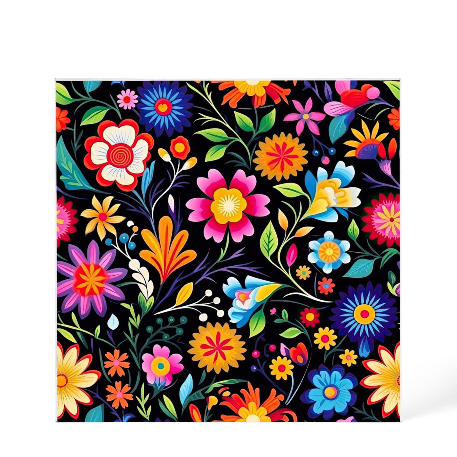 Mexican Floral Fiesta Pattern 028 - 6" x 6" Acrylic Block