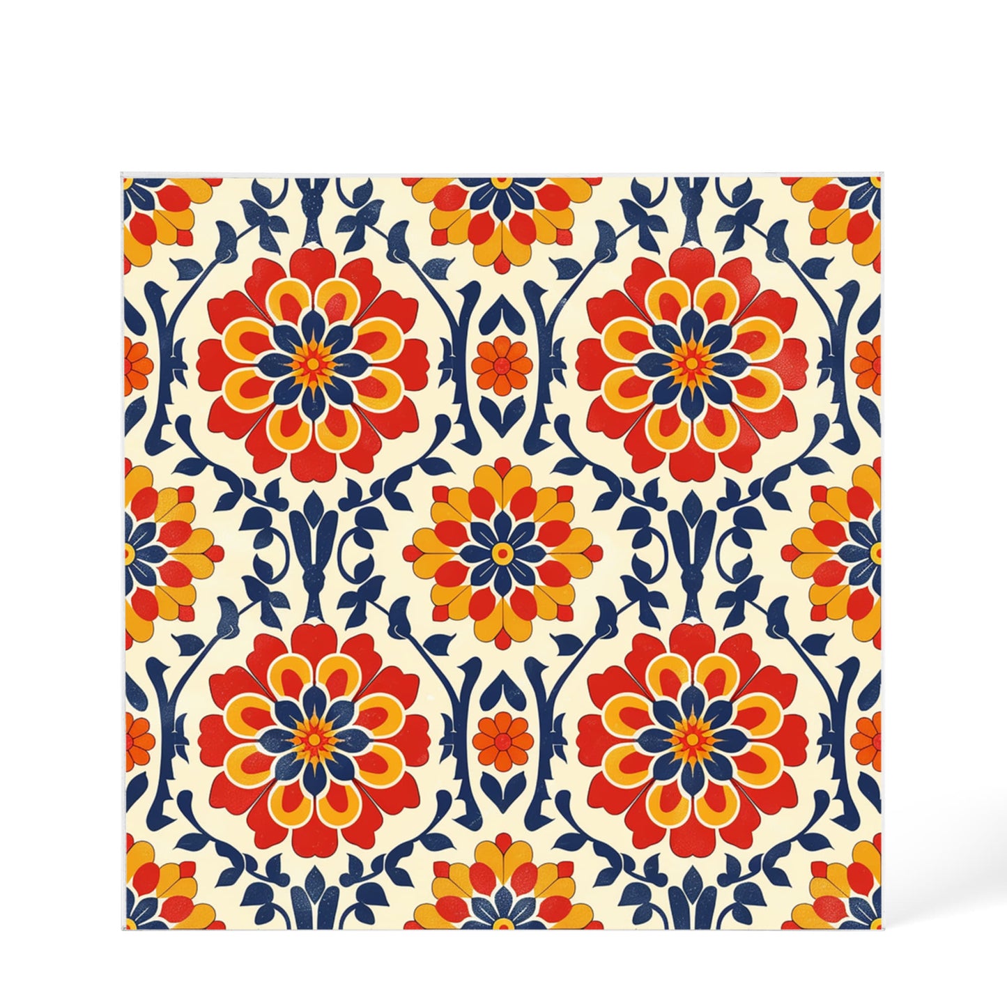Mexican Floral Fiesta Pattern 047 - 6" x 6" Acrylic Block
