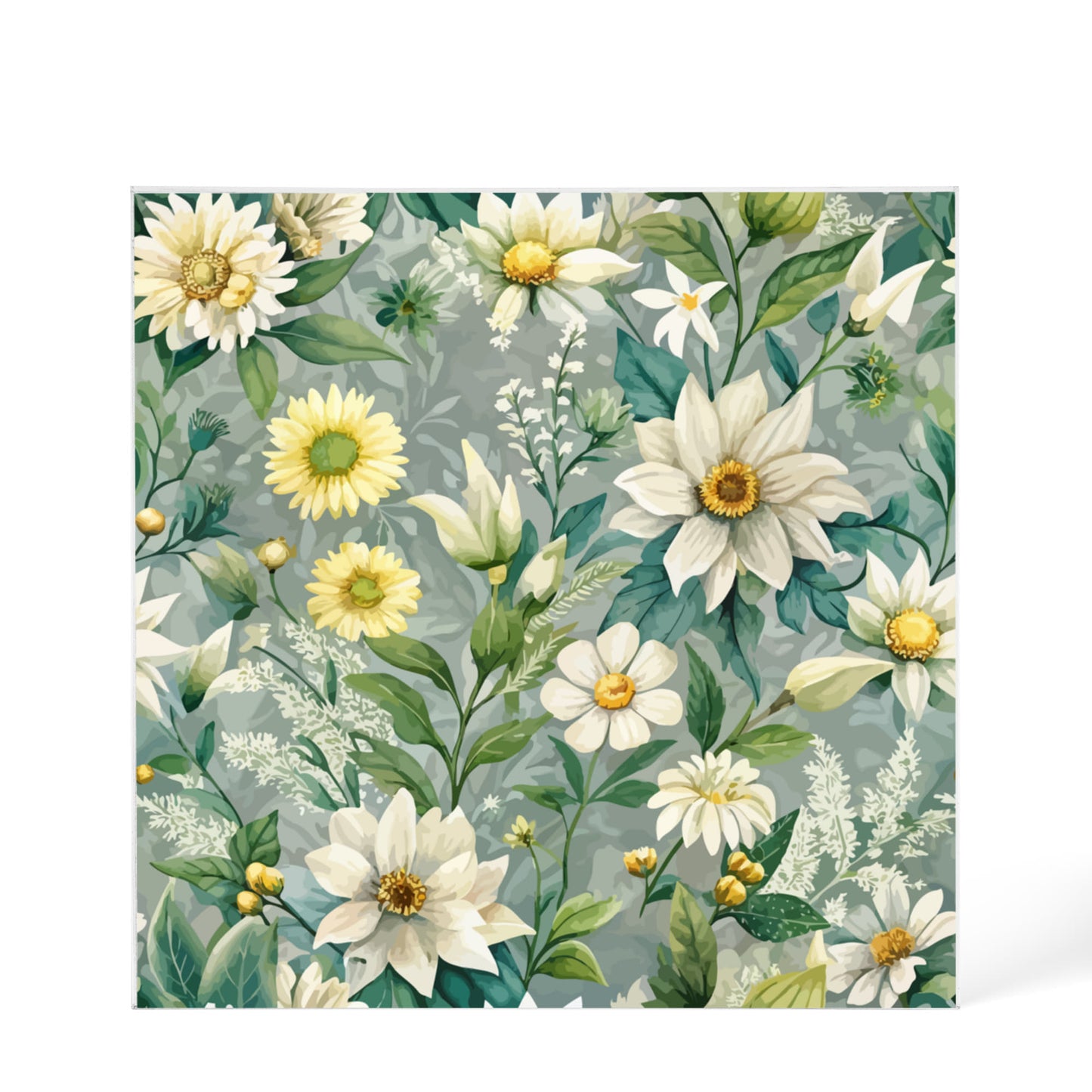 Folk Floral Pattern, Alpine Inspired 04 - 6" x 6" Acrylic Block