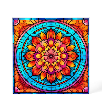 Mandala Stained Glass Style Design 009 - 6" x 6" Acrylic Block