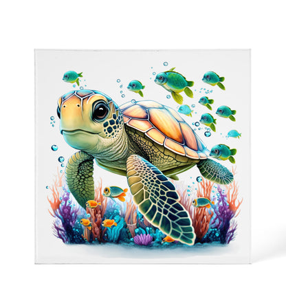 Cute Sea Turtle 003 - 6" x 6" Acrylic Block