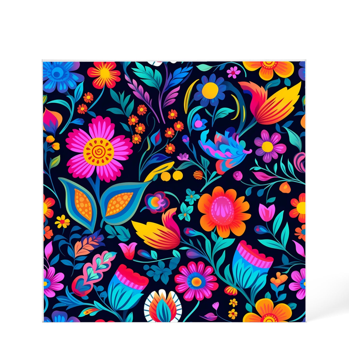 Mexican Floral Fiesta Pattern 049 - 6" x 6" Acrylic Block