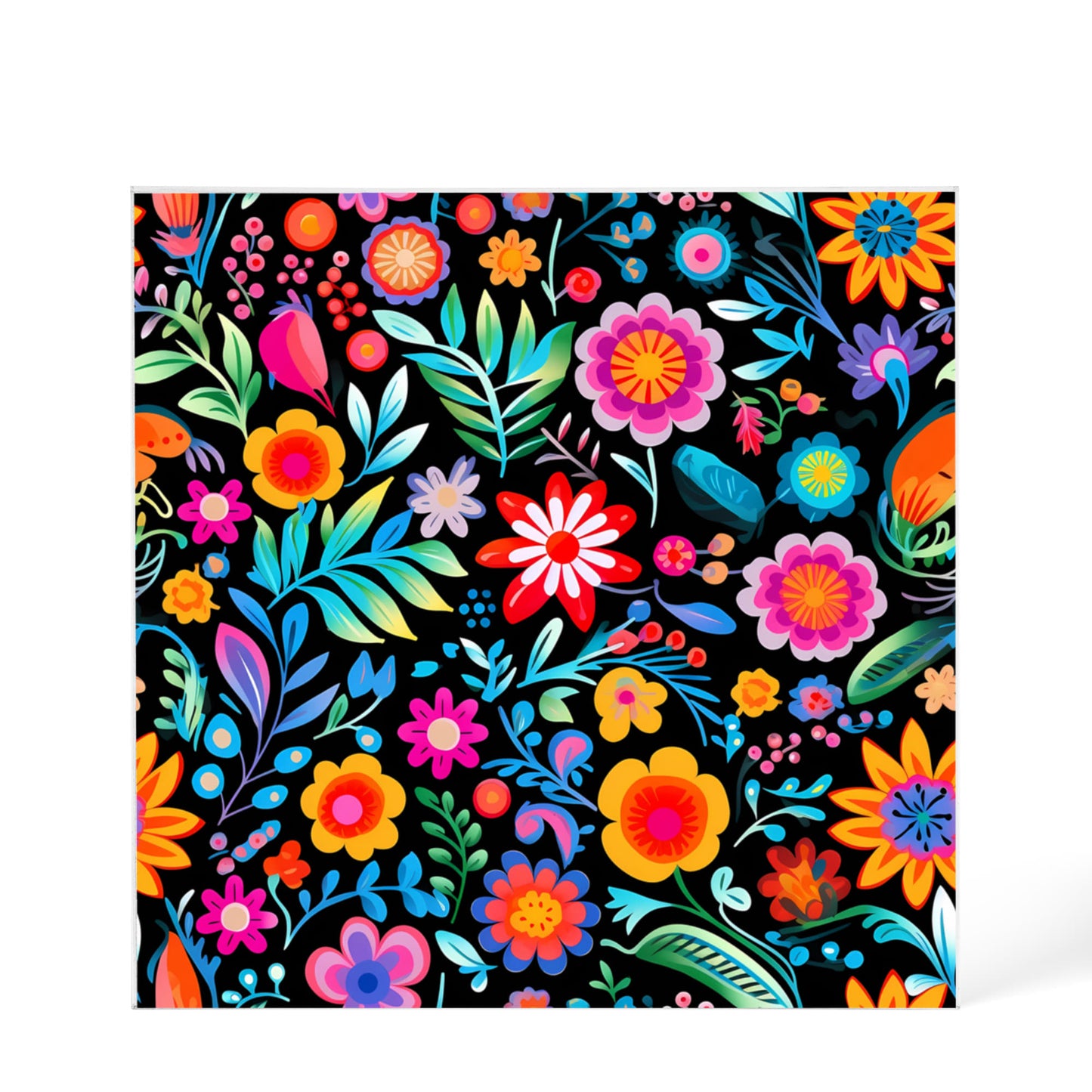 Mexican Floral Fiesta Pattern 060 - 6" x 6" Acrylic Block