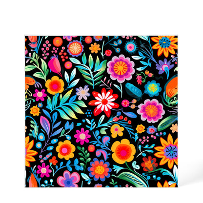Mexican Floral Fiesta Pattern 060 - 6" x 6" Acrylic Block
