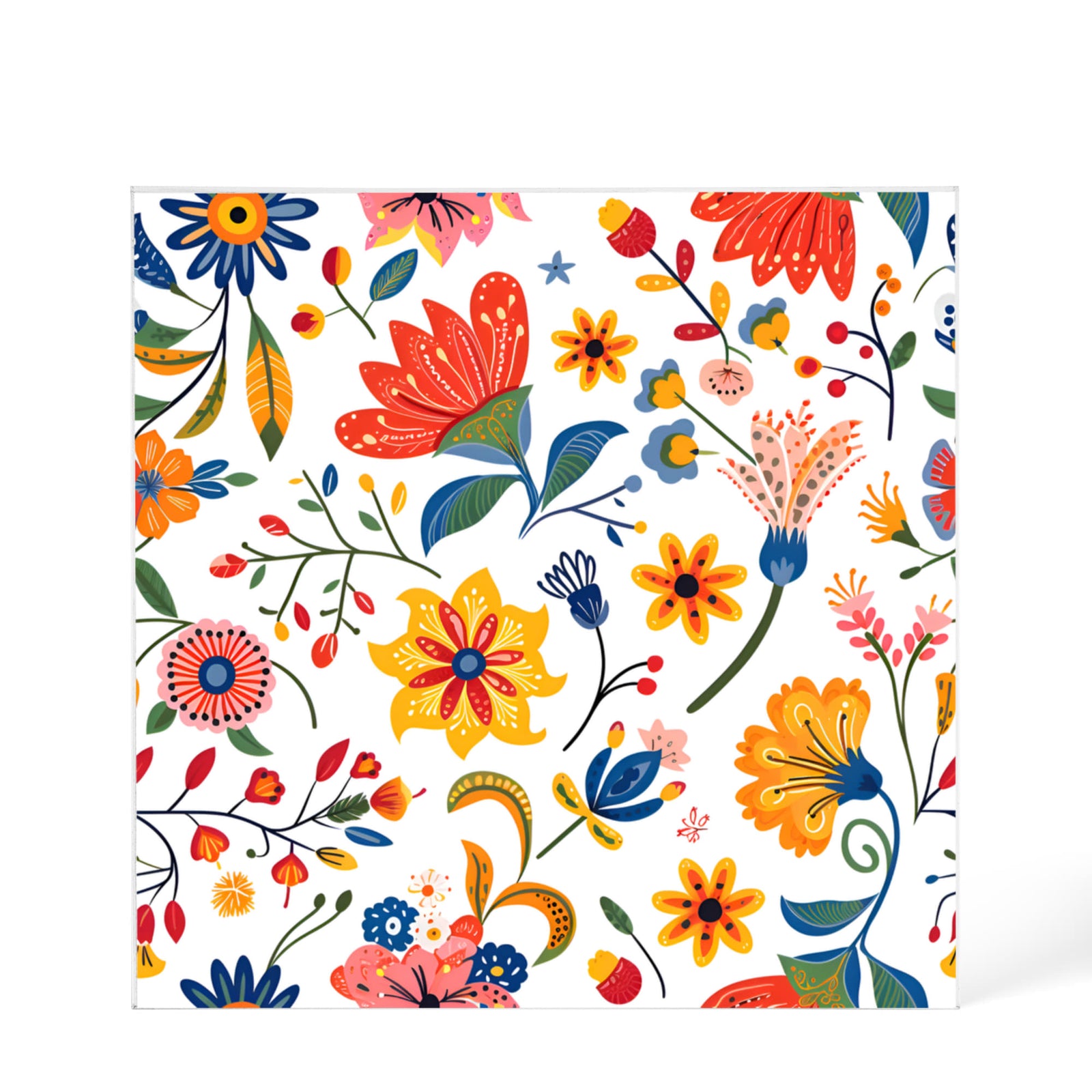 Mexican Floral Fiesta Pattern 019 - 6" x 6" Acrylic Block