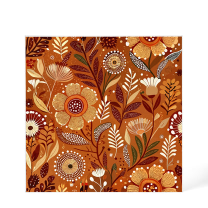 Folk Floral Pattern, Aboriginal Inspired 01 - 6" x 6" Acrylic Block