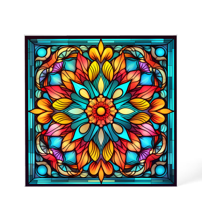 Mandala Stained Glass Style Design 004 - 6" x 6" Acrylic Block