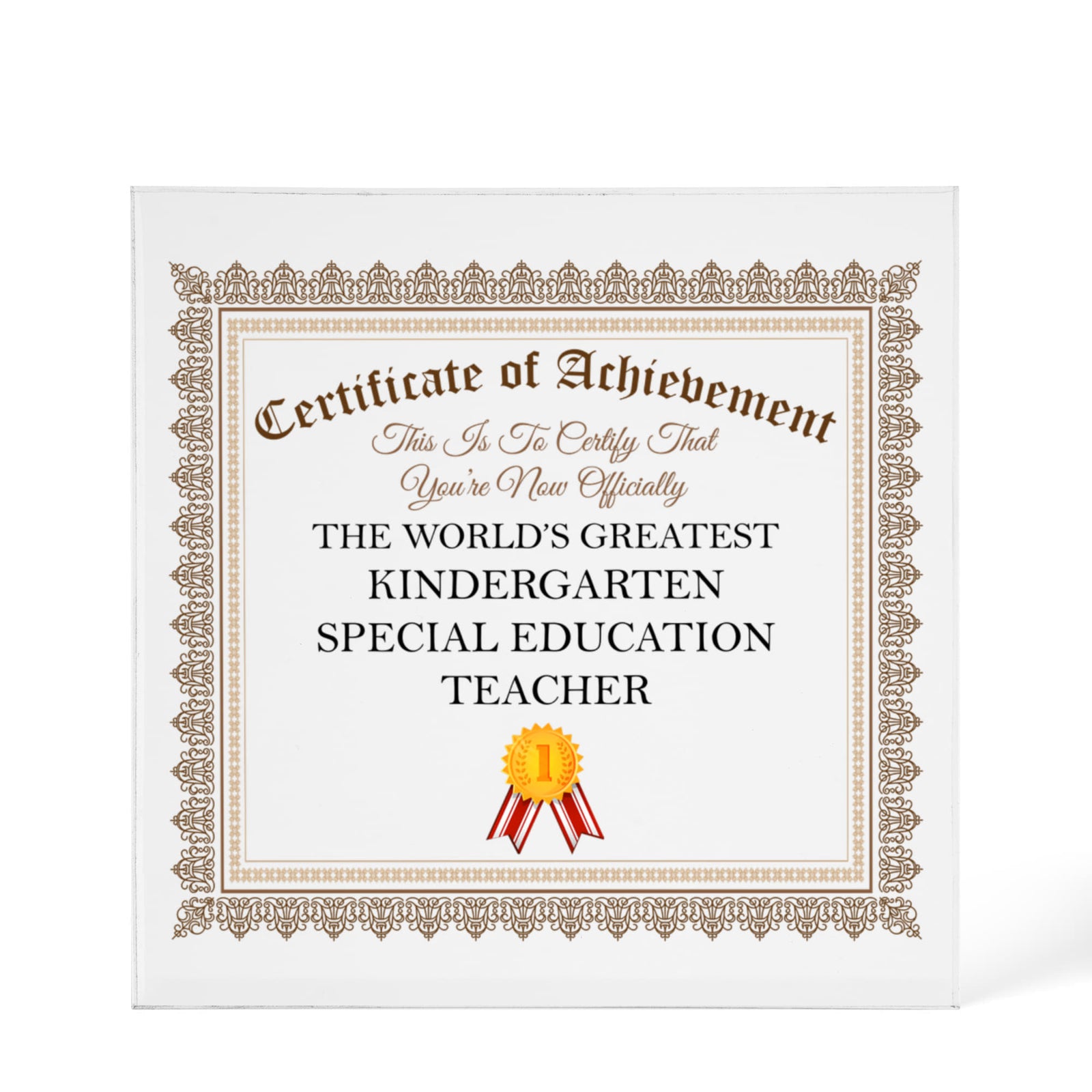 World's Greatest Kindergarten Special Education Teacher - 6" x 6" Acrylic Block
