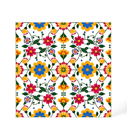Mexican Floral Fiesta Pattern 018 - 6" x 6" Acrylic Block