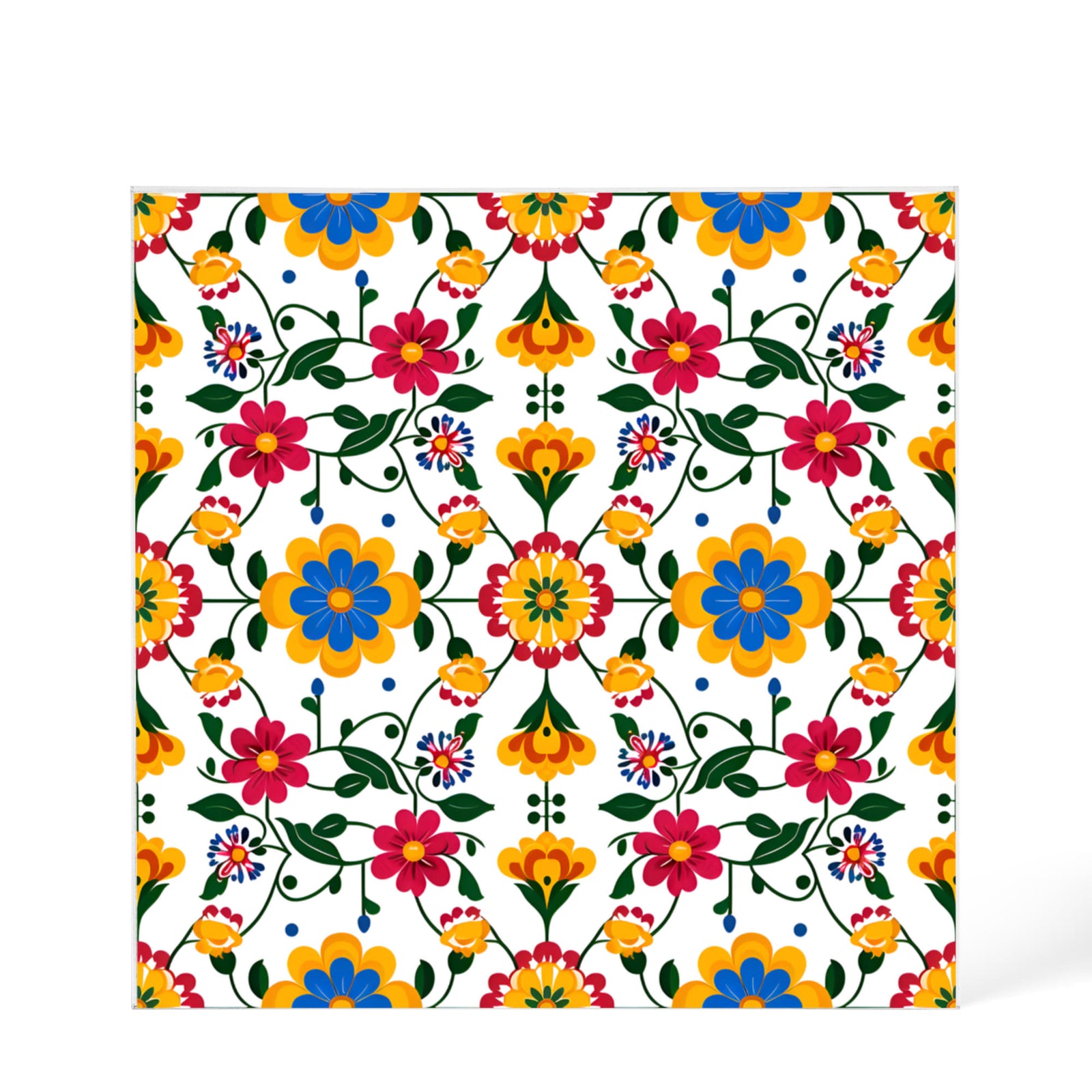 Mexican Floral Fiesta Pattern 018 - 6" x 6" Acrylic Block