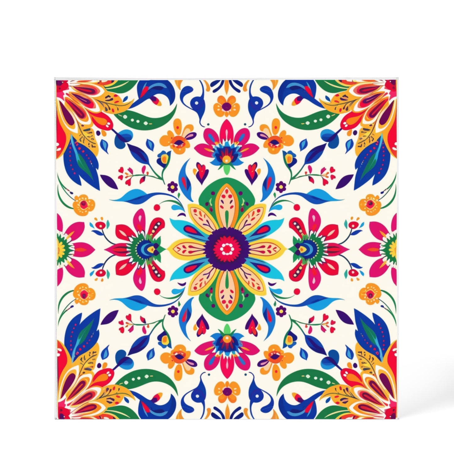 Mexican Floral Fiesta Pattern 069 - 6" x 6" Acrylic Block