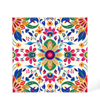 Mexican Floral Fiesta Pattern 069 - 6" x 6" Acrylic Block