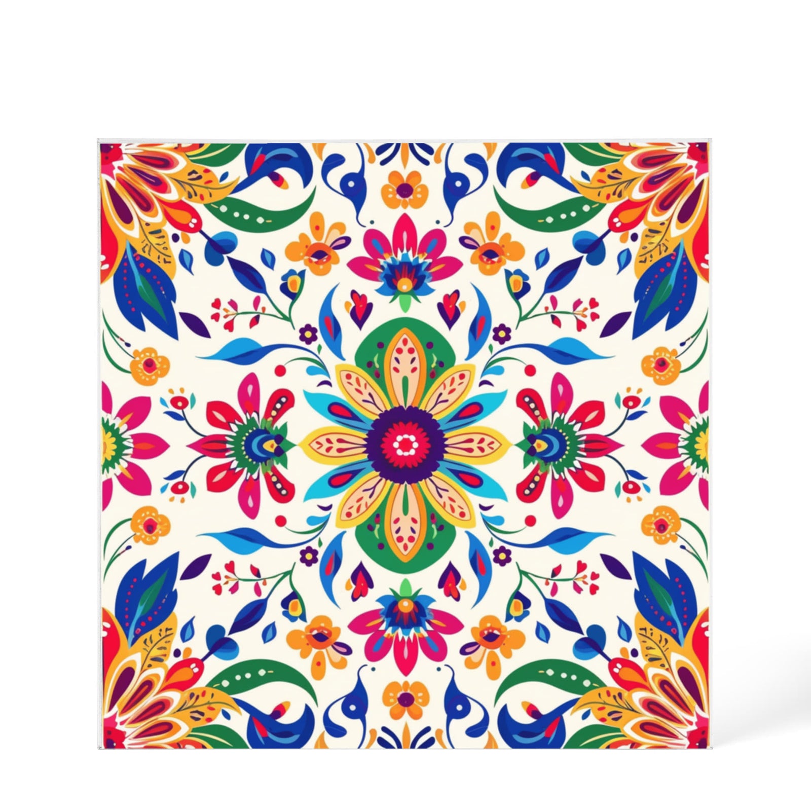 Mexican Floral Fiesta Pattern 069 - 6" x 6" Acrylic Block