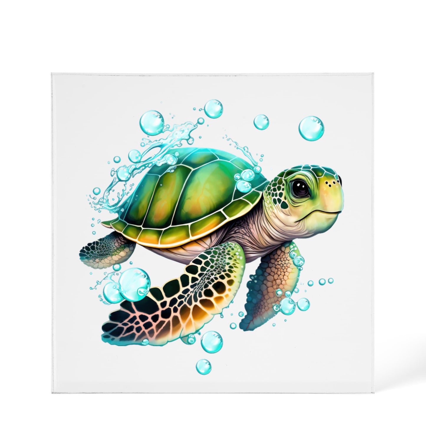 Cute Sea Turtle 005 - 6" x 6" Acrylic Block