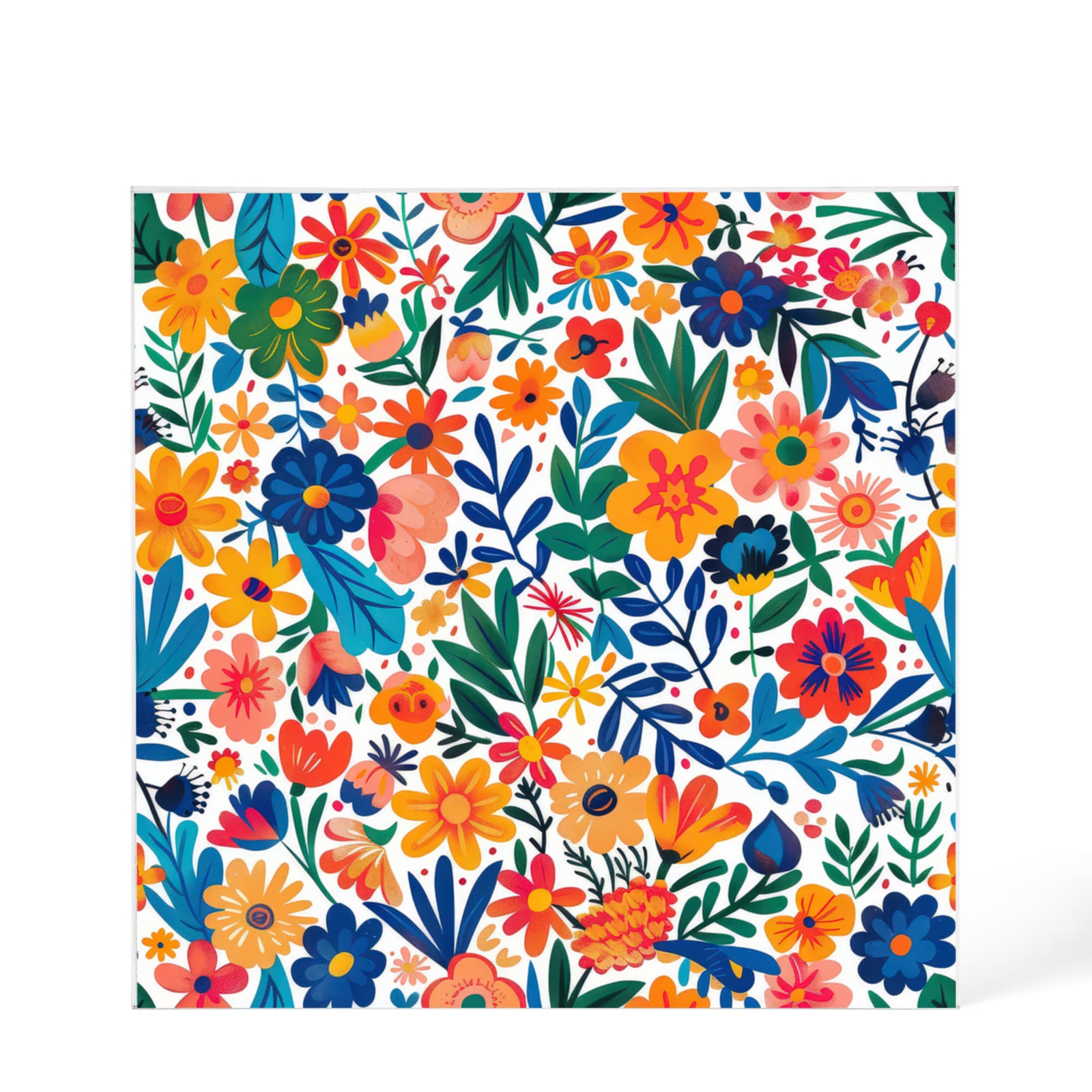 Mexican Floral Fiesta Pattern 010 - 6" x 6" Acrylic Block
