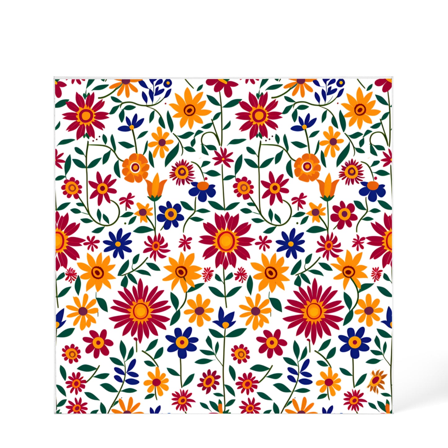 Mexican Floral Fiesta Pattern 017 - 6" x 6" Acrylic Block