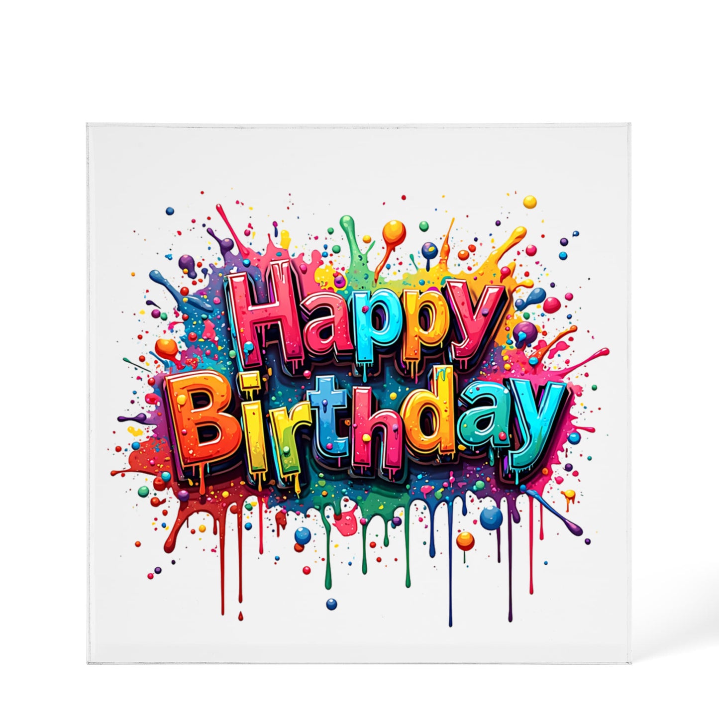 Happy Birthday 003 - 6" x 6" Acrylic Block