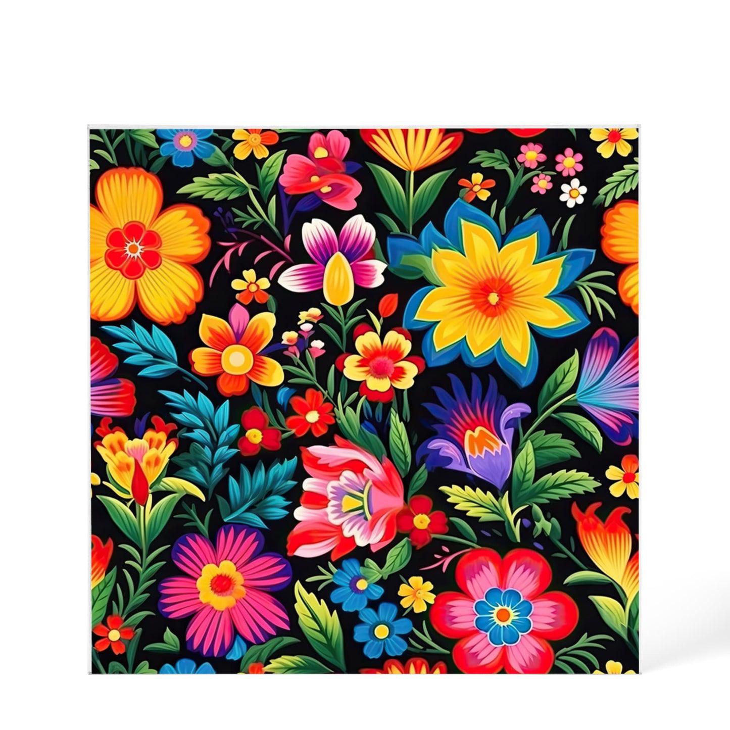 Mexican Floral Fiesta Pattern 030 - 6" x 6" Acrylic Block