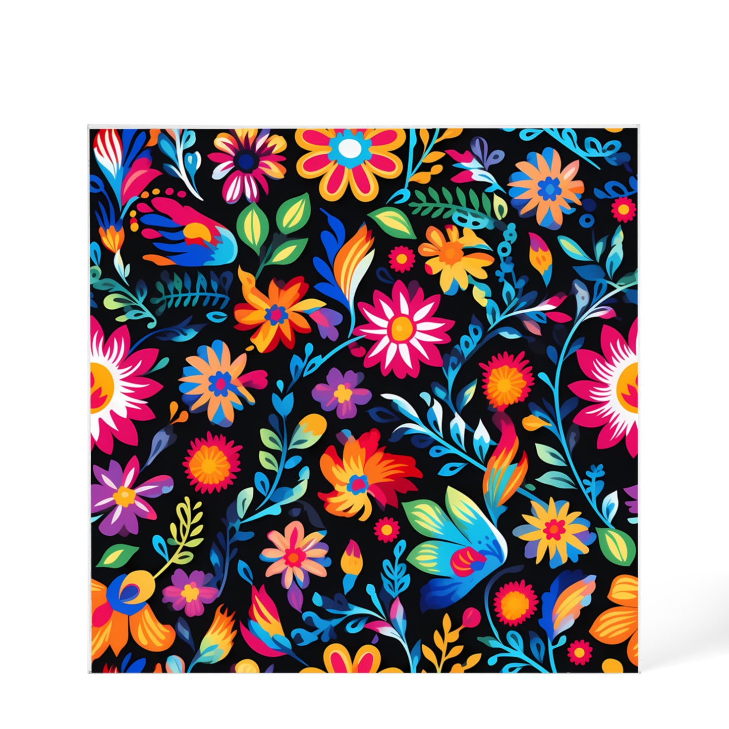Mexican Floral Fiesta Pattern 053 - 6" x 6" Acrylic Block
