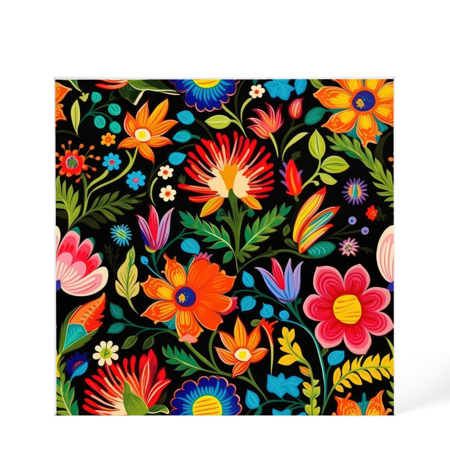 Mexican Floral Fiesta Pattern 039 - 6" x 6" Acrylic Block