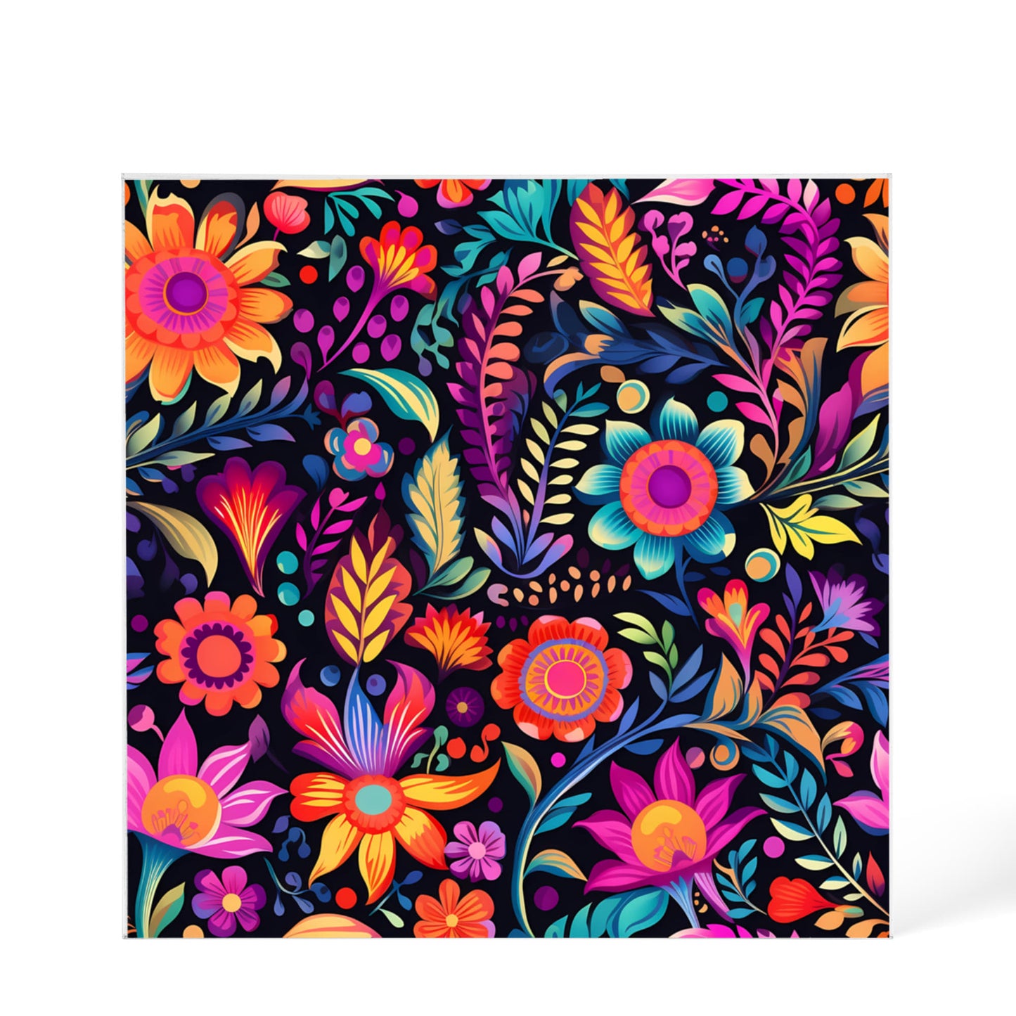 Mexican Floral Fiesta Pattern 059 - 6" x 6" Acrylic Block