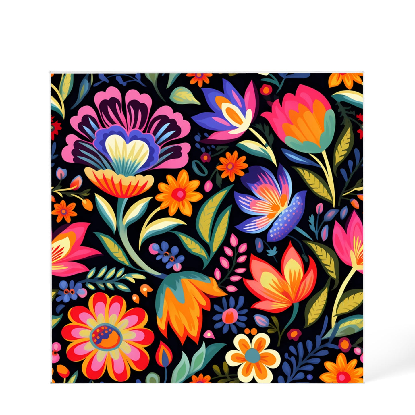 Mexican Floral Fiesta Pattern 052 - 6" x 6" Acrylic Block