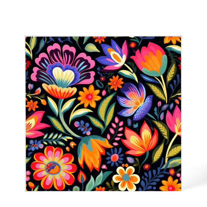 Mexican Floral Fiesta Pattern 052 - 6" x 6" Acrylic Block