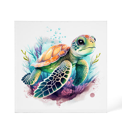 Cute Sea Turtle 007 - 6" x 6" Acrylic Block