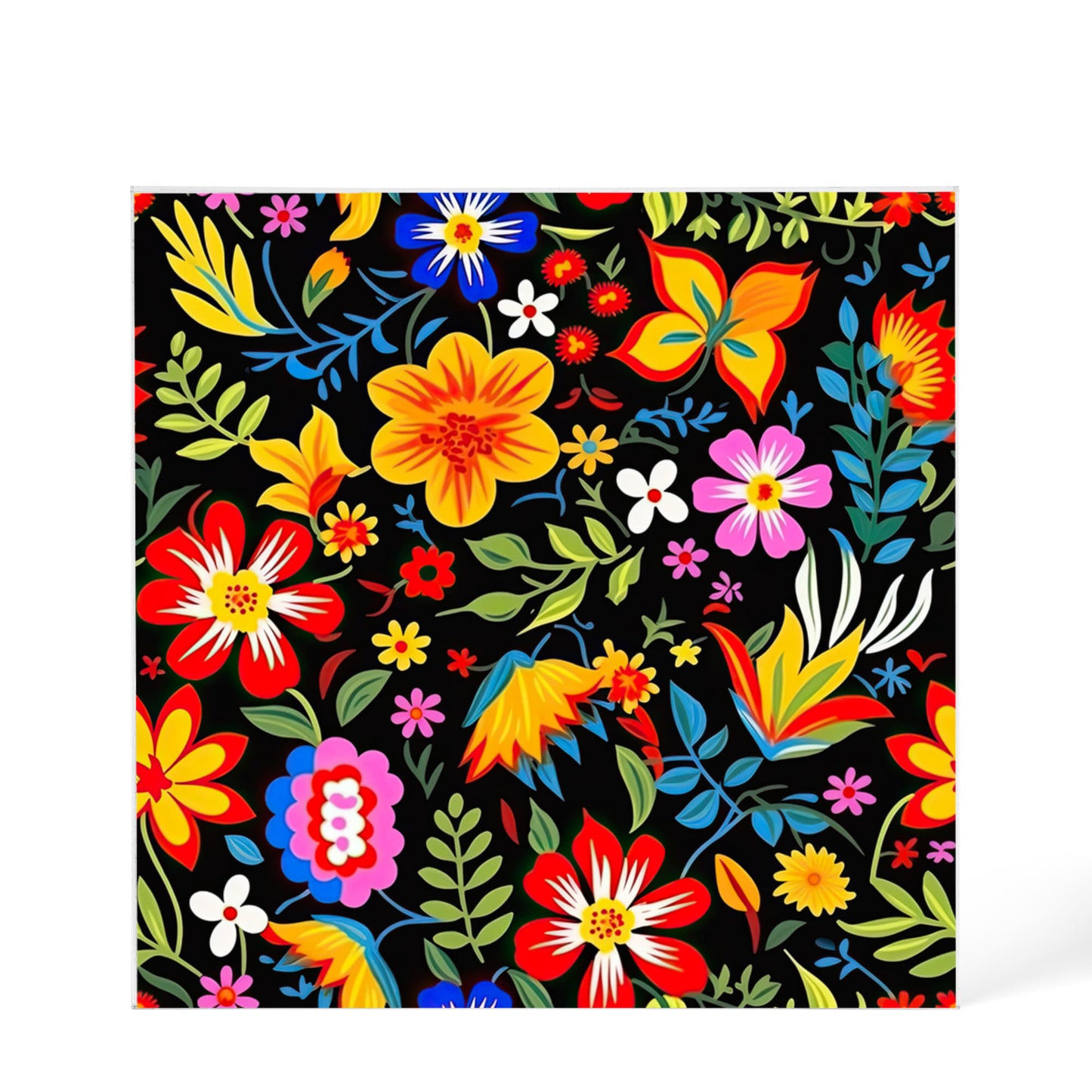Mexican Floral Fiesta Pattern 037 - 6" x 6" Acrylic Block