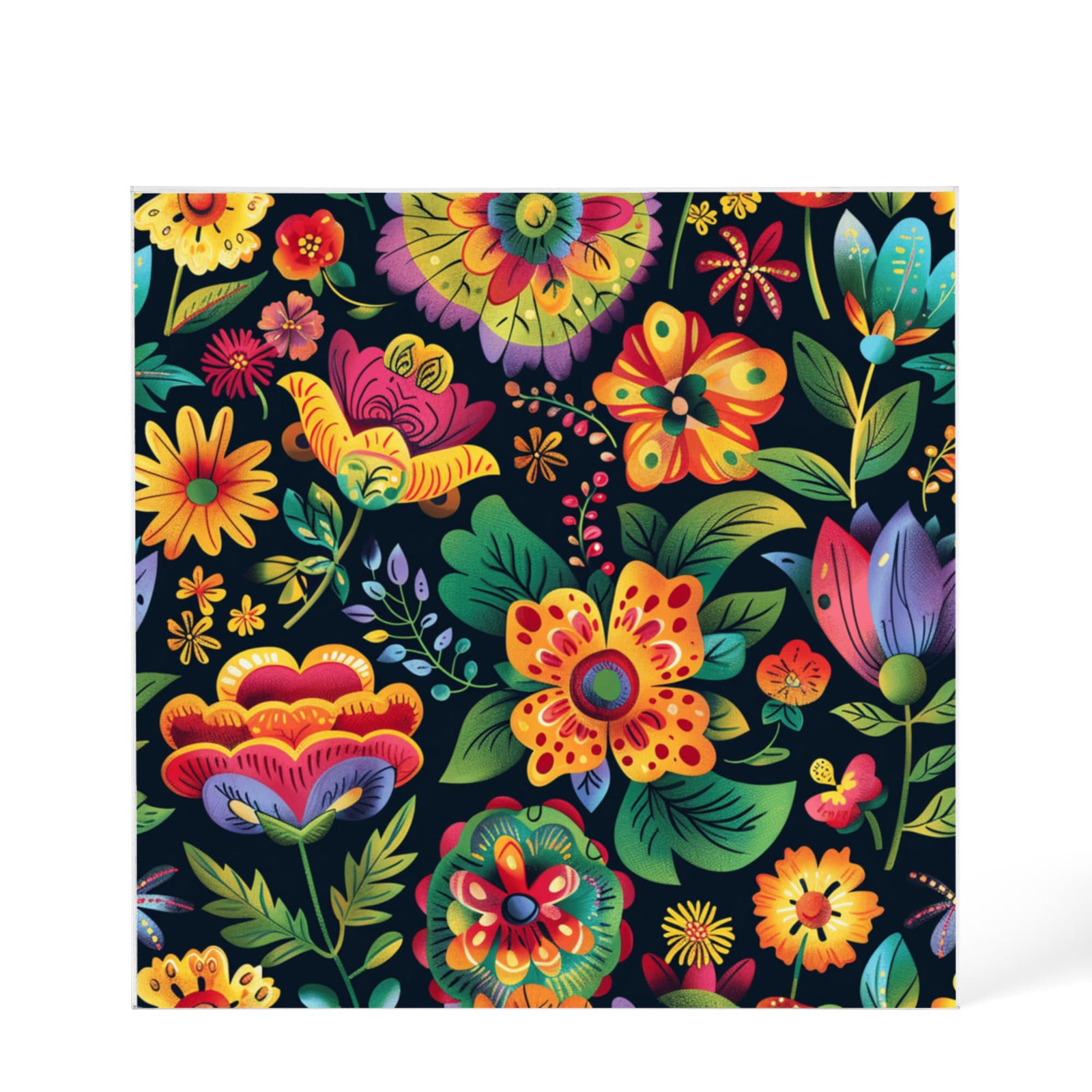 Mexican Floral Fiesta Pattern 068 - 6" x 6" Acrylic Block