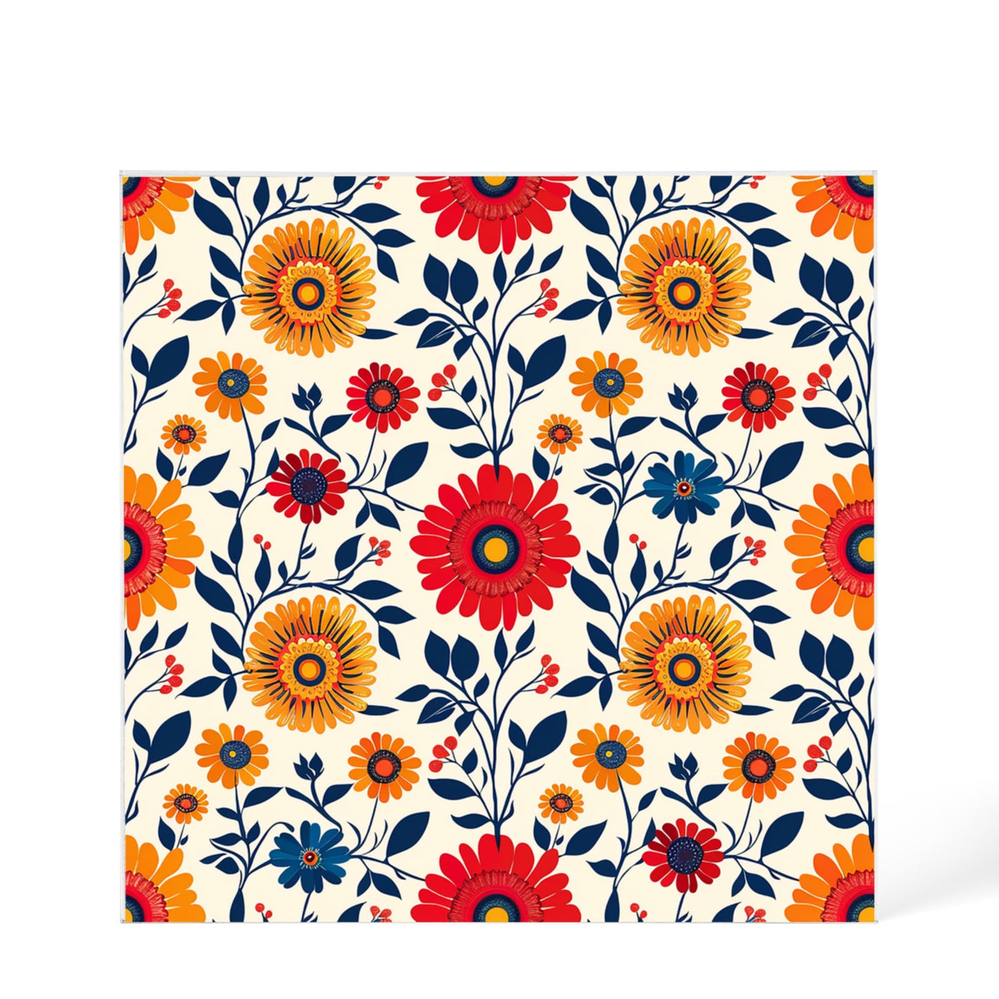 Mexican Floral Fiesta Pattern 040 - 6" x 6" Acrylic Block