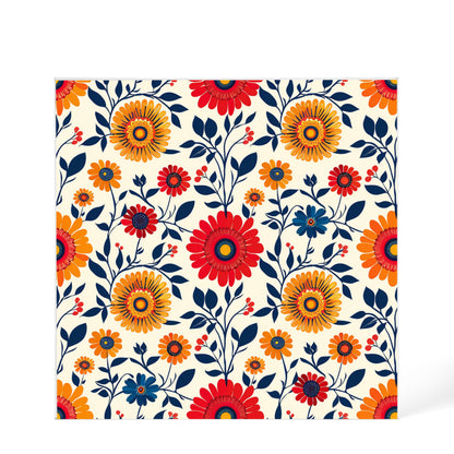Mexican Floral Fiesta Pattern 040 - 6" x 6" Acrylic Block
