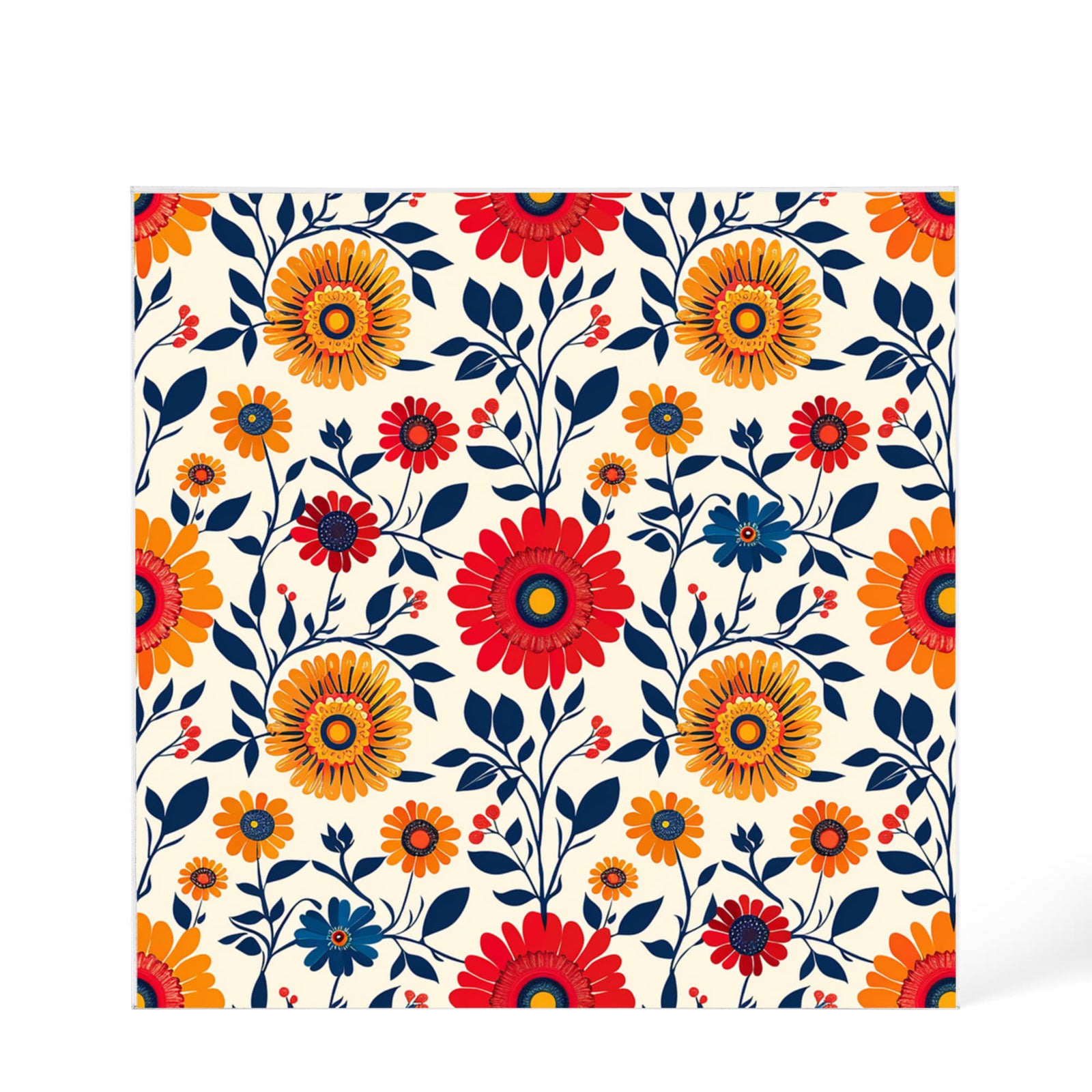 Mexican Floral Fiesta Pattern 040 - 6" x 6" Acrylic Block
