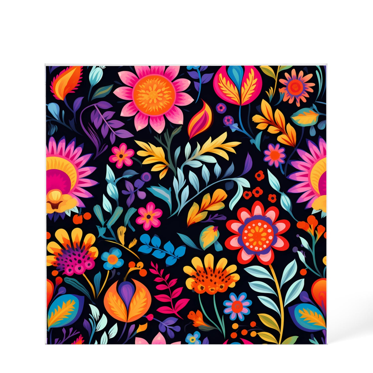 Mexican Floral Fiesta Pattern 058 - 6" x 6" Acrylic Block