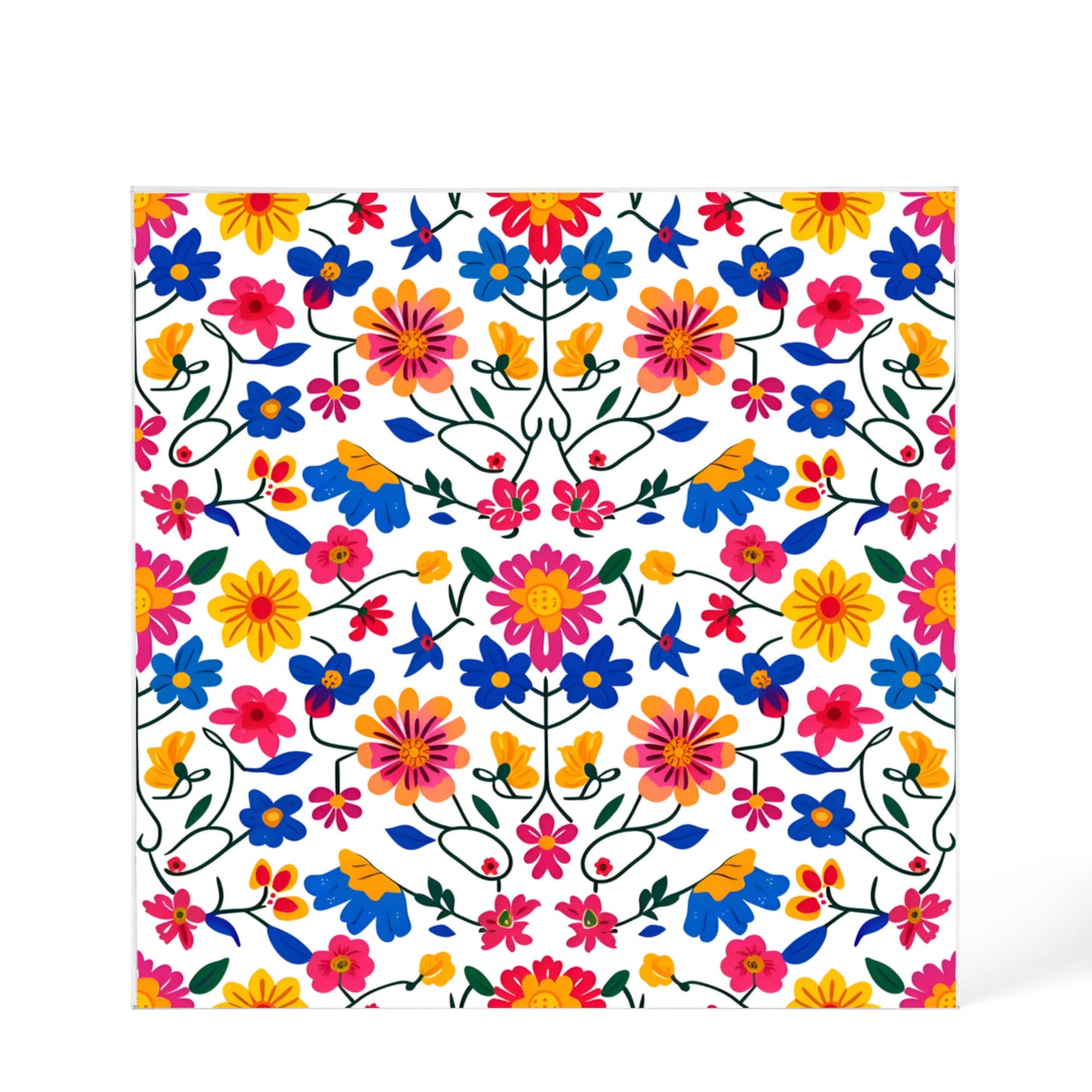 Mexican Floral Fiesta Pattern 020 - 6" x 6" Acrylic Block