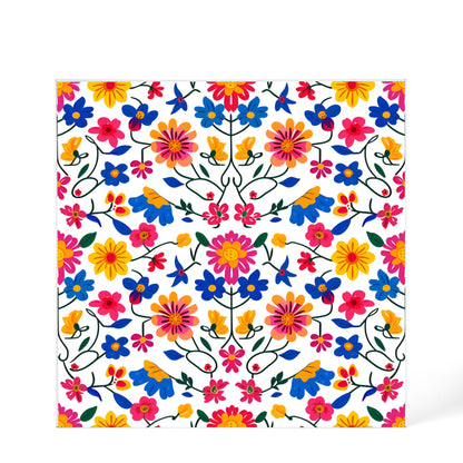 Mexican Floral Fiesta Pattern 020 - 6" x 6" Acrylic Block