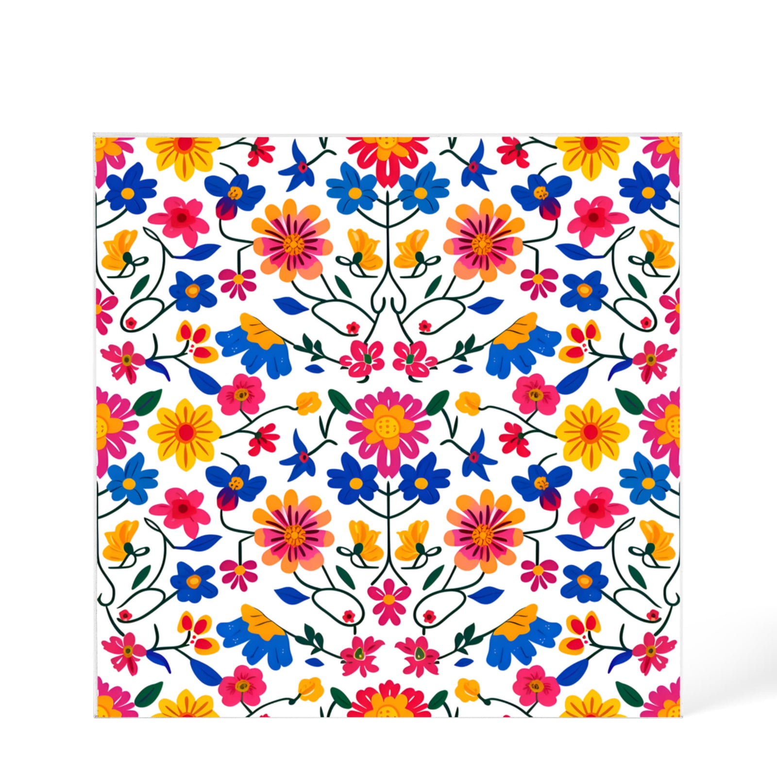 Mexican Floral Fiesta Pattern 020 - 6" x 6" Acrylic Block