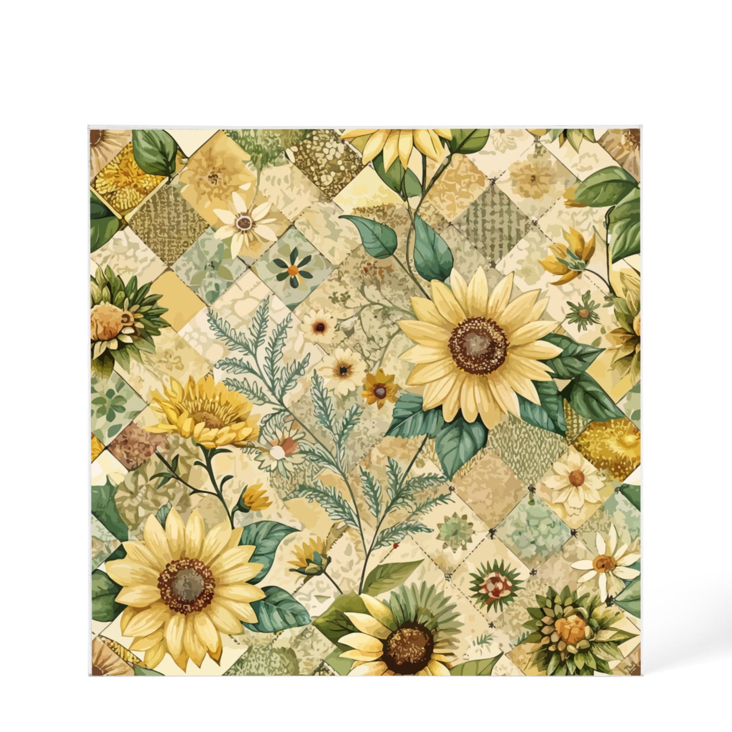 Folk Floral Pattern, Appalachian Inspired 03 - 6" x 6" Acrylic Block
